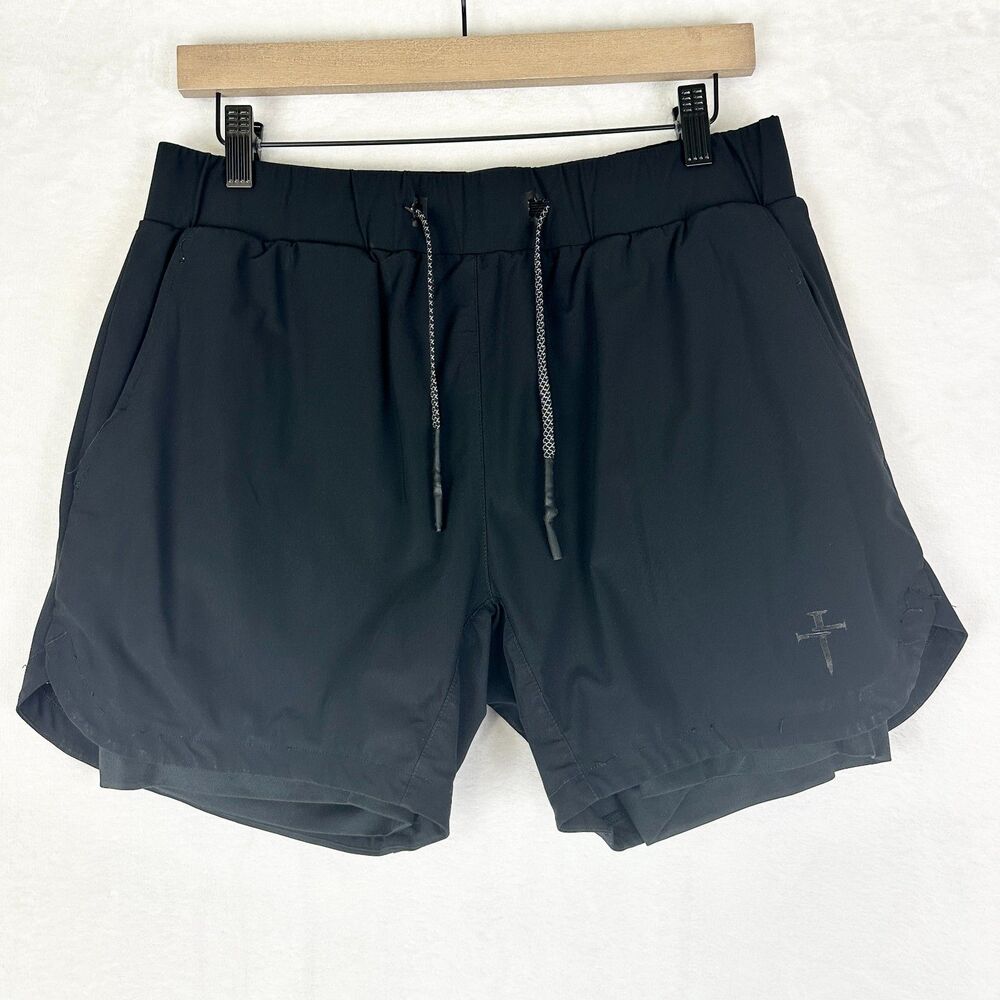 Three Nails Men's Pro Tech Liner Shorts Size Medium Black 5" Drawstring Pockets